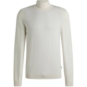 Hugo Boss, Truien, Heren, Wit, XL, Wol, Witte Slim Fit Trui