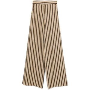 Max Mara, Broeken, Dames, Beige, S, Gestreepte Broek