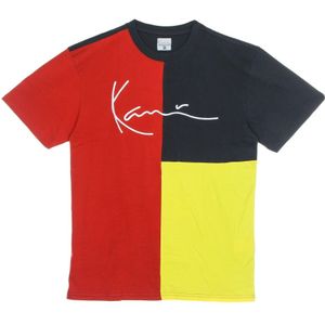 Karl Kani, Tops, Heren, Veelkleurig, XL, Katoen, Handtekening Blok Tee Rood/Blauw/Geel
