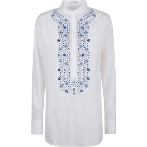 Ermanno Scervino, Blouses & Shirts, Dames, Wit, S, Overhemd met borduursel voor stijlvolle uitstraling