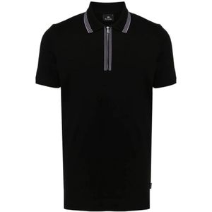 Paul Smith, Tops, Heren, Zwart, 2Xl, Katoen, Polo shirt van katoen met gestreepte kraag