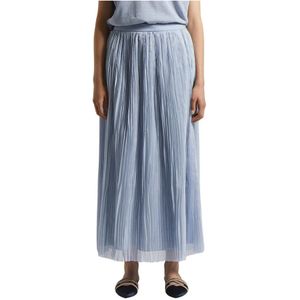 Peserico, Rokken, Dames, Blauw, 3Xs, Chiffon, Geplooide chiffon midi-rok