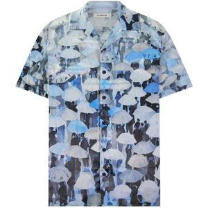 Flâneur, Overhemden, Heren, Blauw, M, Polyester, Blauwe Viscose Paraplu Shirt