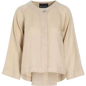 Bitte Kai Rand, Jassen, Dames, Beige, XS, Linnen, Elegante Linnen Jas A-Lijn Stijl