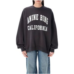 Anine Bing, Sweatshirts & Hoodies, Dames, Zwart, M, Katoen, Zwarte Gebreide Sweater Ss 25