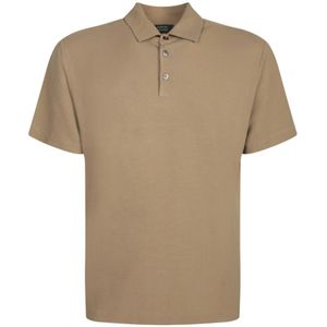 Zanone, Tops, Heren, Beige, S, Katoen, Beige T-shirt Polo Casual Wear