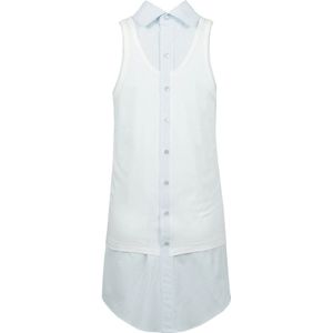 Maison Margiela, Kleedjes, Dames, Blauw, S, Katoen, Katoenen hoge hals top met achterknopen