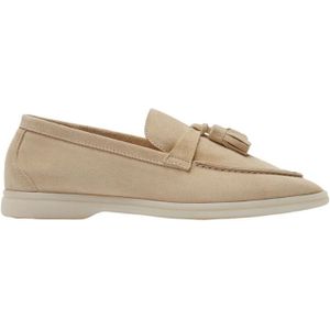 Scarosso, Schoenen, Dames, Beige, 42 EU, Suède, Lichtgewicht Tassel Loafer in Suède