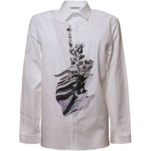 Neil Barrett, Overhemden, Heren, Wit, M, Katoen, Witte Katoenen Liberty Shirt