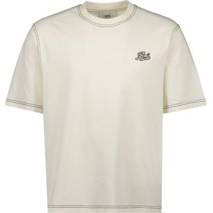 Ami Paris, Tops, Heren, Beige, M, Katoen, Handtekening Beige Katoenen T-shirt Lente-Zomer 2025