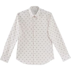 Paul Smith, Overhemden, Heren, Wit, XL, Katoen, Tijgerprint Overhemd Lange Mouwen