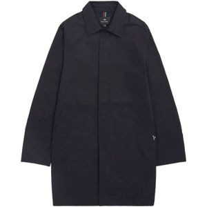 PS By Paul Smith, Mantels, Heren, Blauw, L, Katoen, Marineblauwe Katoen-Nylon Jas