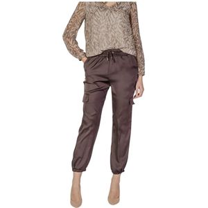 Liu Jo, Broeken, Dames, Bruin, S, Polyester, Polyester joggingbroek met cargozakken