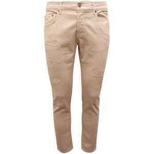 Dondup, Broeken, Heren, Beige, W33, Slim Fit Broek Made in Italy