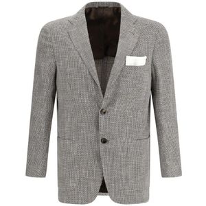 Kiton, Jassen, Heren, Grijs, XL, Wol, Wollen Blazer Jas