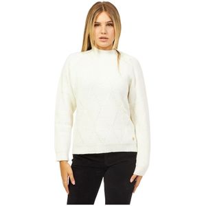 YES Zee, Truien, Dames, Wit, XL, Polyester, Dames Coltrui met Geweven Patroon