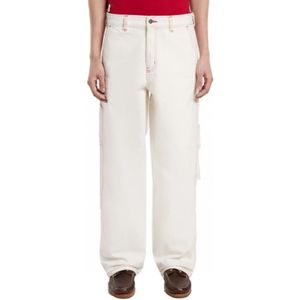 Dickies, Broeken, Dames, Wit, S, Denim, Losse Denim Schilderbroek