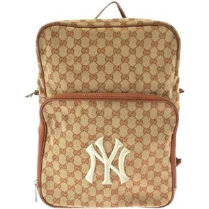 Gucci Vintage, Pre-owned, Heren, Bruin, ONE Size, Pre-owned Canvas backpacks