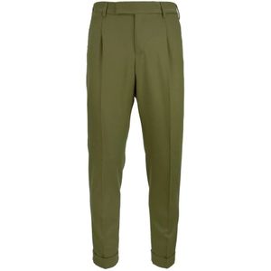 PT Torino, Broeken, Heren, Groen, S, Wol, Heren wollen broek met knoop, rits, haak