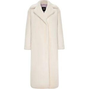 Cesare Gaspari, Mantels, Dames, Wit, L, Polyester, Luxe Nep Bontjas Freya - Wit