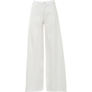 Silvian Heach, Jeans, Dames, Wit, W24, Katoen, Wijde Jeans met Asymmetrische Rand