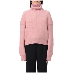 Nanushka, Truien, Dames, Roze, M, Roze Mock Neck Sweater Gebreide kleding