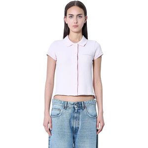 Alexander Wang, Blouses & Shirts, Dames, Roze, XS, Katoen, Polo Shirt met Ruwe Randen