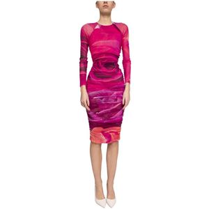 Roberto Cavalli, Kleedjes, Dames, Roze, S, Roze Paarden Vrouw Jurk