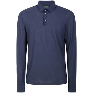 Zanone, Tops, Heren, Blauw, XL, Katoen, Polo van Fijne Stof