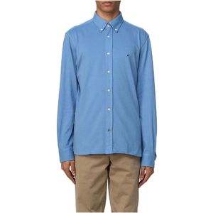 Tommy Hilfiger, Overhemden, Heren, Blauw, L, Katoen, Piqué Shirt