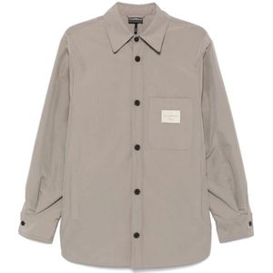 Emporio Armani, Overhemden, Heren, Grijs, S, Duifgrijze Overhemd met Voorknopen