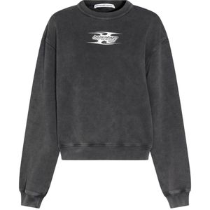 Alexander Wang, Sweatshirts & Hoodies, Dames, Grijs, M, Blade Logo Crewneck Sweatshirt