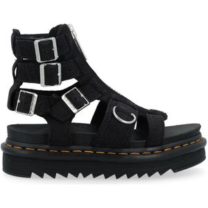 Dr. Martens, Schoenen, Dames, Zwart, 36 EU, Leer, Olson Antracietgrijze Tumbled Flat Sandalen