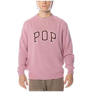 Pop Trading Company, Truien, Heren, Roze, M, Katoen, Arch Gebreide Crewneck in Mesa Rose Fired Brick