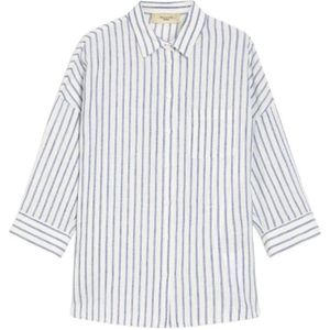 Max Mara Weekend, Blouses & Shirts, Dames, Blauw, L, Linnen, Gestreepte linnen overhemd