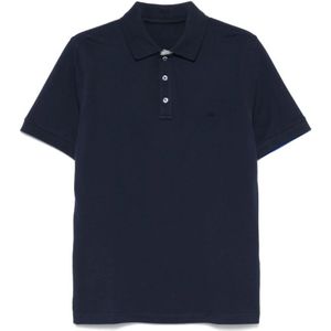 Fay, Tops, Heren, Blauw, 2Xl, Blauw Poloshirt met Logo Borduursel