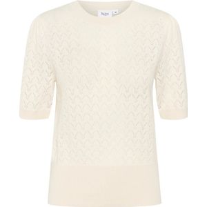 Saint Tropez, Truien, Dames, Beige, M, Gestreept Gebreid Puff Pullover Ice