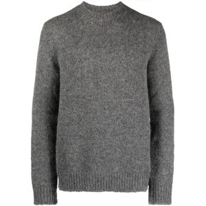 Jil Sander, Truien, Heren, Grijs, S, Wol, Rondgebreide trui