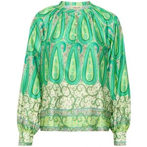 Cream, Blouses & Shirts, Dames, Groen, 3Xl, Polyester, Groene Paisley Border Blouse