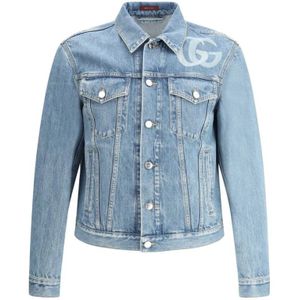 Gucci, Jassen, Heren, Blauw, L, Denim, Double G Denim Jacket