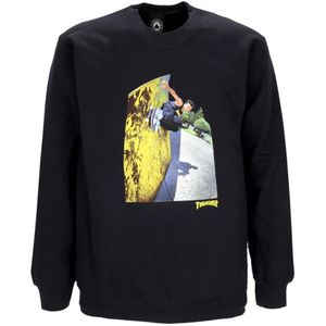 Thrasher, Sweatshirts & Hoodies, Heren, Zwart, XL, Katoen, Zwarte Wallride Crewneck Sweatshirt