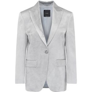 Pinko, Jassen, Dames, Grijs, S, Leer, Grijze Blazer FOR YOU