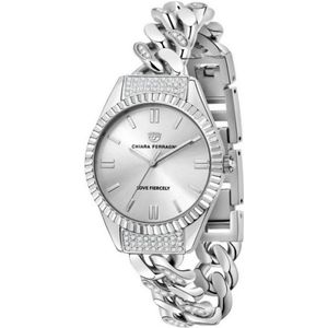 Chiara Ferragni Collection, Accessoires, Dames, Grijs, ONE Size, Roestvrijstalen Dameshorloge Zilverkleur