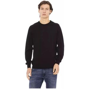 Baldinini, Truien, Heren, Zwart, L, Elegante Zwarte Monogram Trui