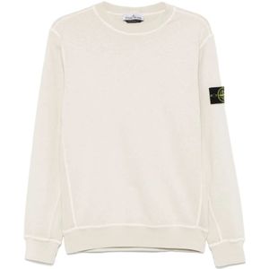 Stone Island, Sweatshirts & Hoodies, Heren, Beige, M, Katoen, Beige Sweatshirt Stijlvol Casual Modern