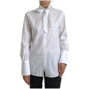 Dolce & Gabbana, Blouses & Shirts, Dames, Wit, S, Katoen, Witte Katoenen Overhemd met Kraag
