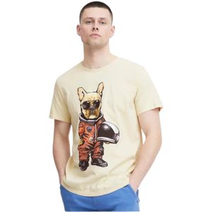 Blend, Tops, Heren, Beige, XL, Heren Bedrukt T-shirt