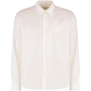Ami Paris, Overhemden, Heren, Beige, M, Katoen, Geborduurd katoenen overhemd