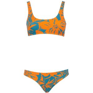 Gallo, Badkleding, Dames, Veelkleurig, XL, Oranje bralette bikini voor vrouwen met bloemenpatroon