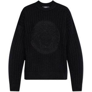 Versace, Truien, Heren, Blauw, S, Wol, Wollen trui